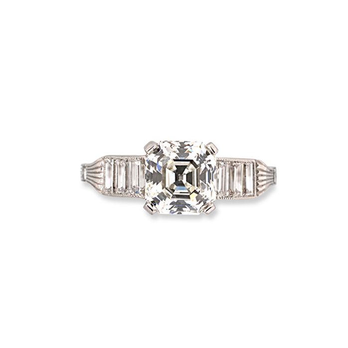 NM地产地产白金上丁方形钻石戒指