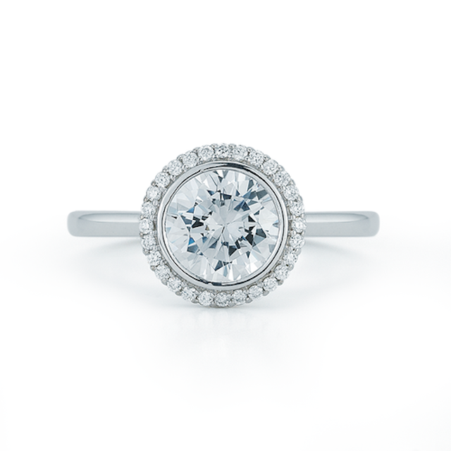 达纳丽贝卡表圈镶嵌圆形光环订婚戒指188bet官网88bet官网