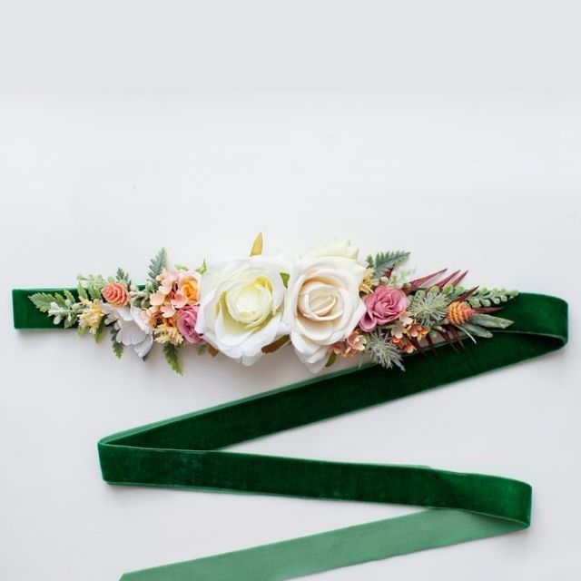 美丽婚礼设计仿花丝绒腰带