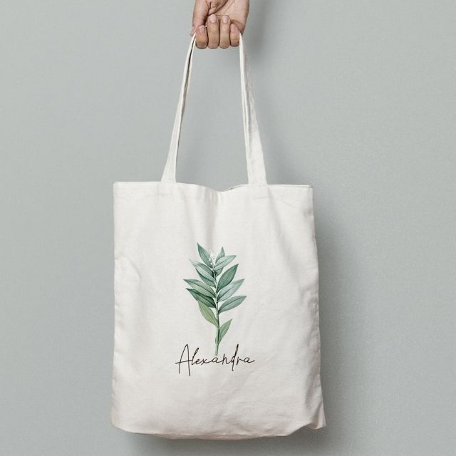 我的t恤工作室水彩花卉植物手提包来自Etsy