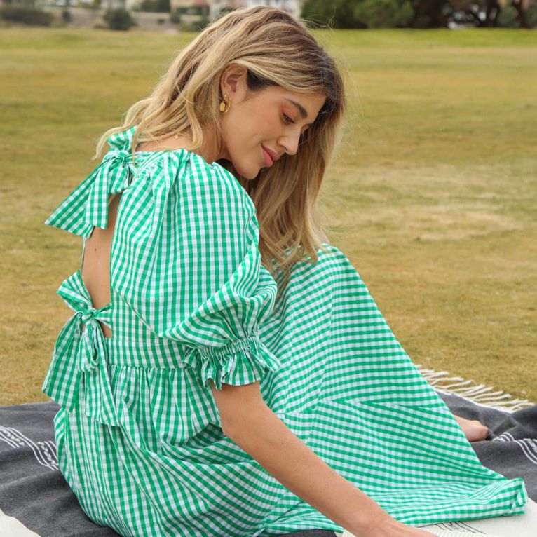 Rahi Check Tie Back Midi 50美元