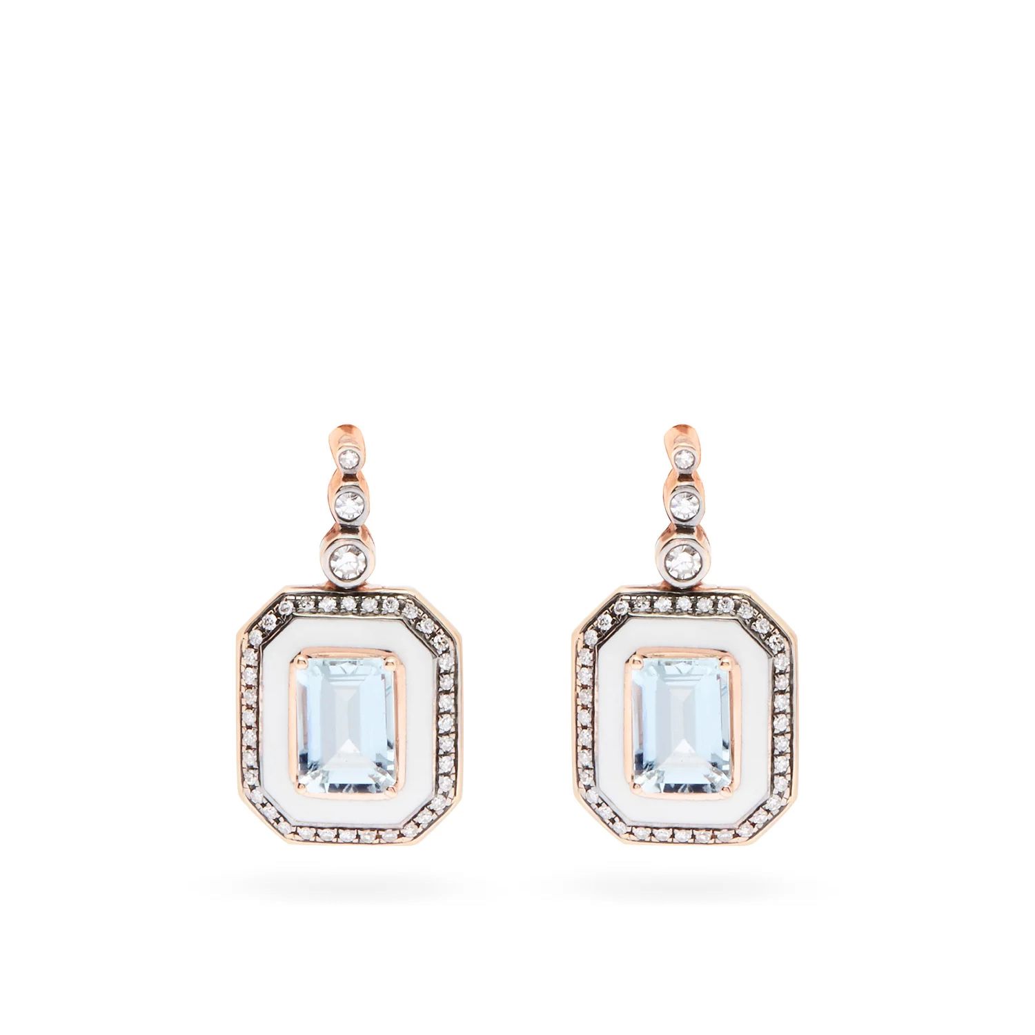 Selim Mouzannar Mina Diamond，Aquamarine＆18Kt Rose-Gold耳环
