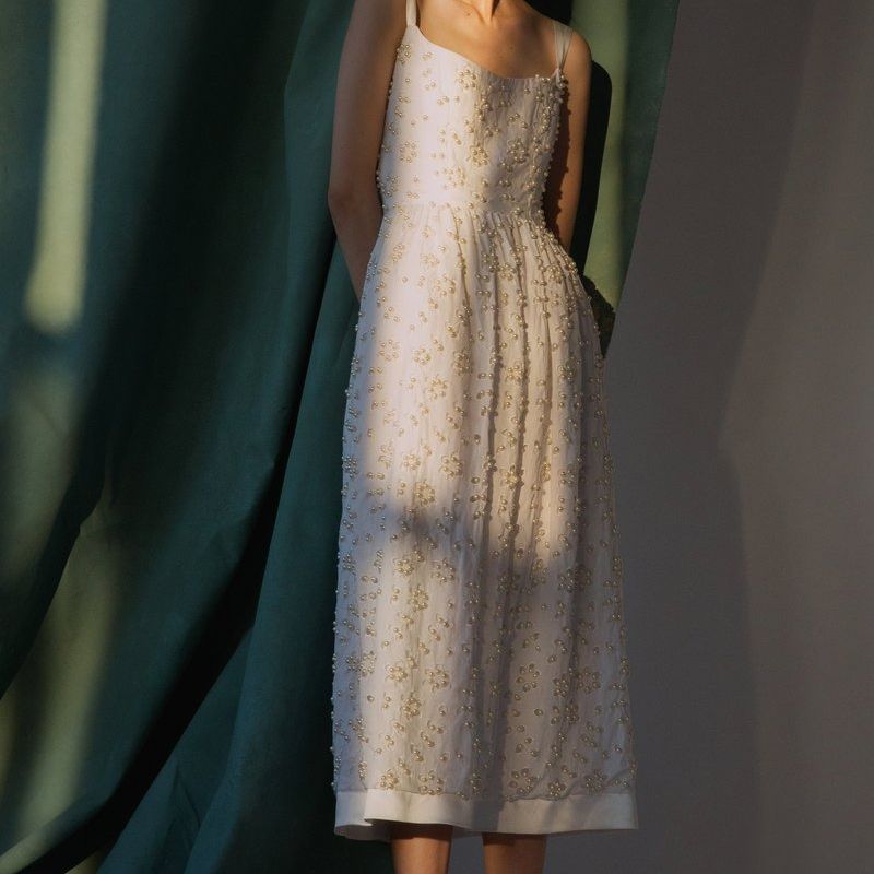 珀耳塞福涅点缀Broderie安格莱斯棉南部连衣裙马尔卡良