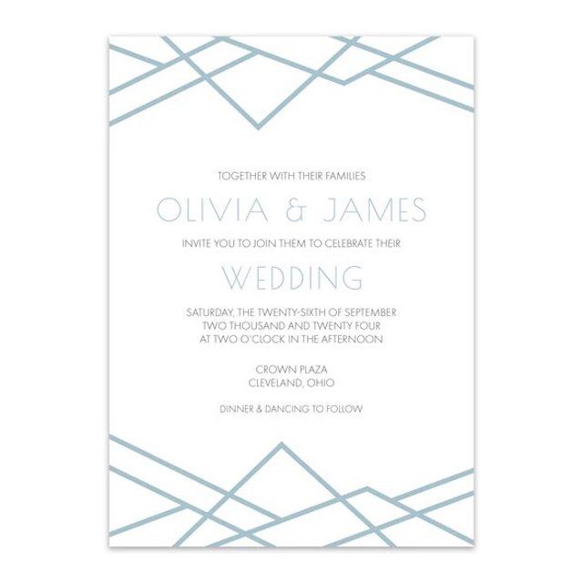 Blu Rose设计几何装饰艺术的婚礼请柬