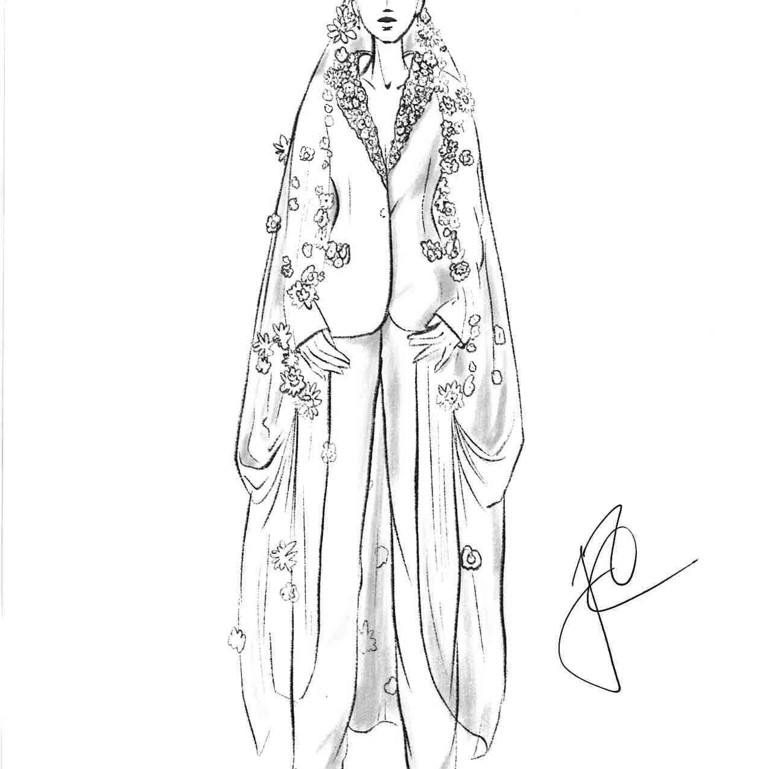 贾斯汀亚历山大婚纱时装周下降2020素描