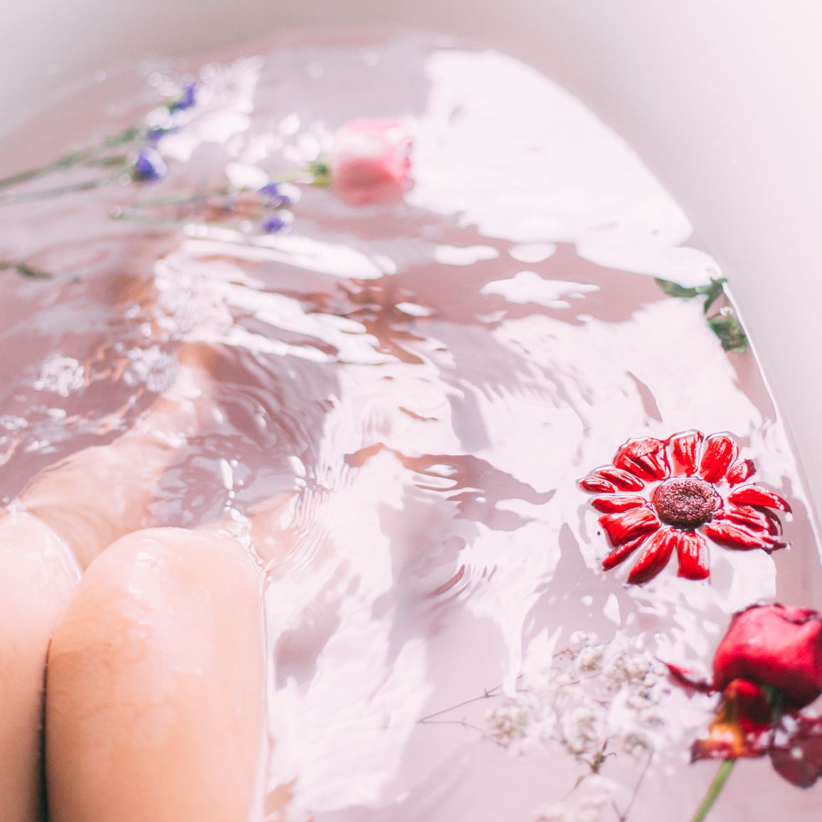 在浴缸里的花朵