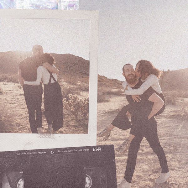 夫妇在沙漠拼贴