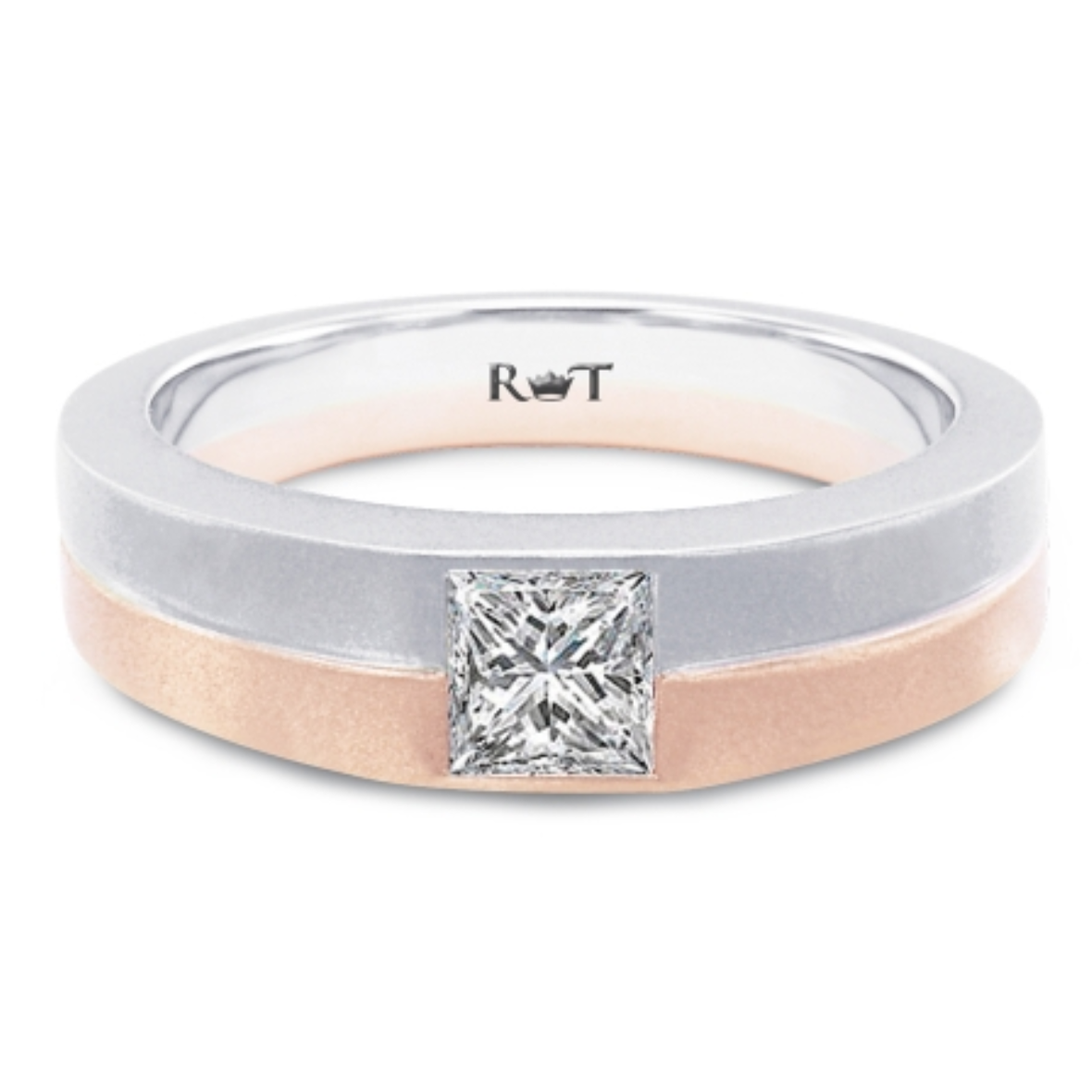 融合14K白金和玫瑰金钻石单