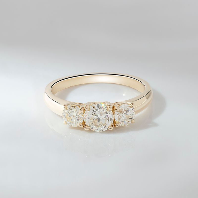 罗西西老欧洲切割古董钻石三石戒指