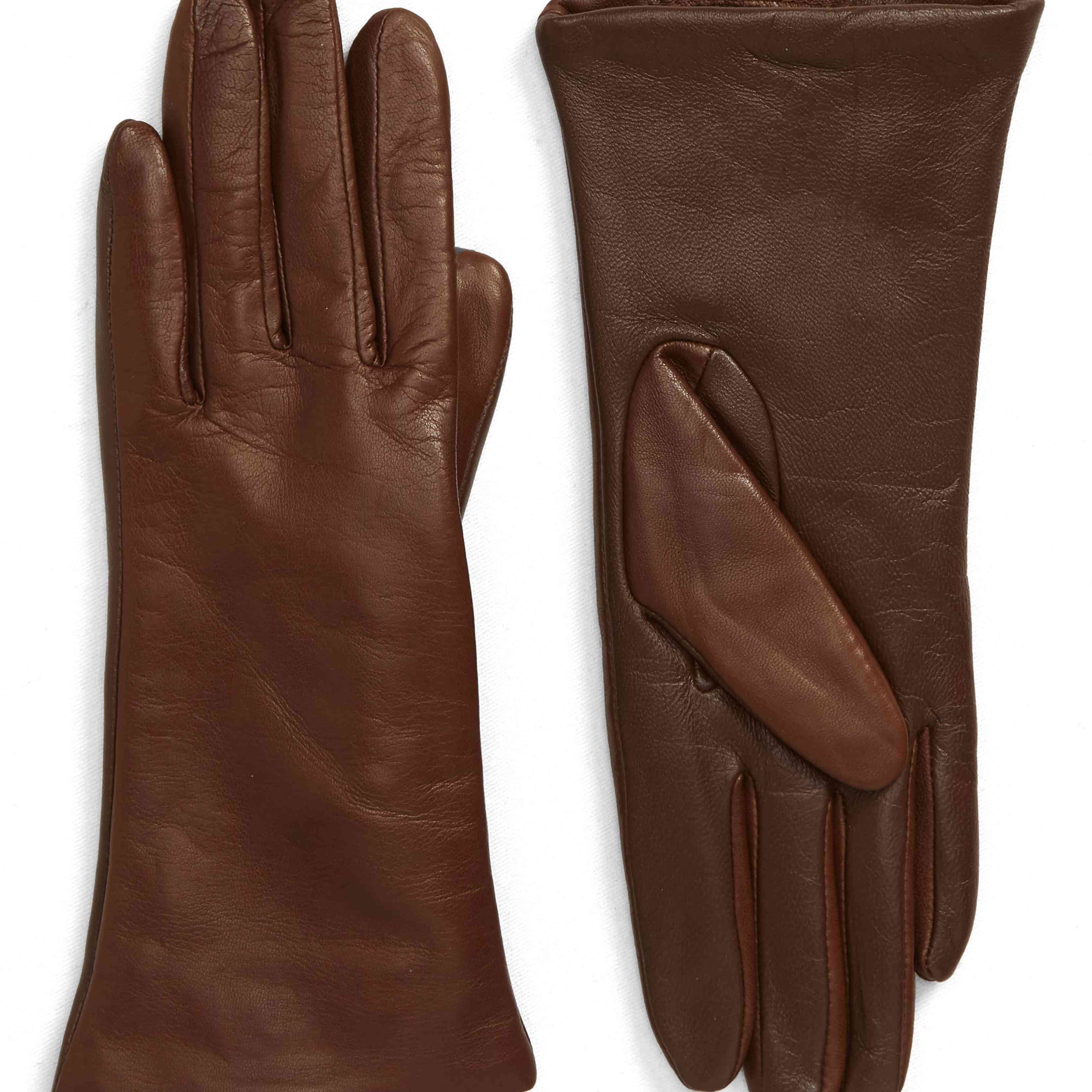 羊绒衬里皮革触摸屏手套