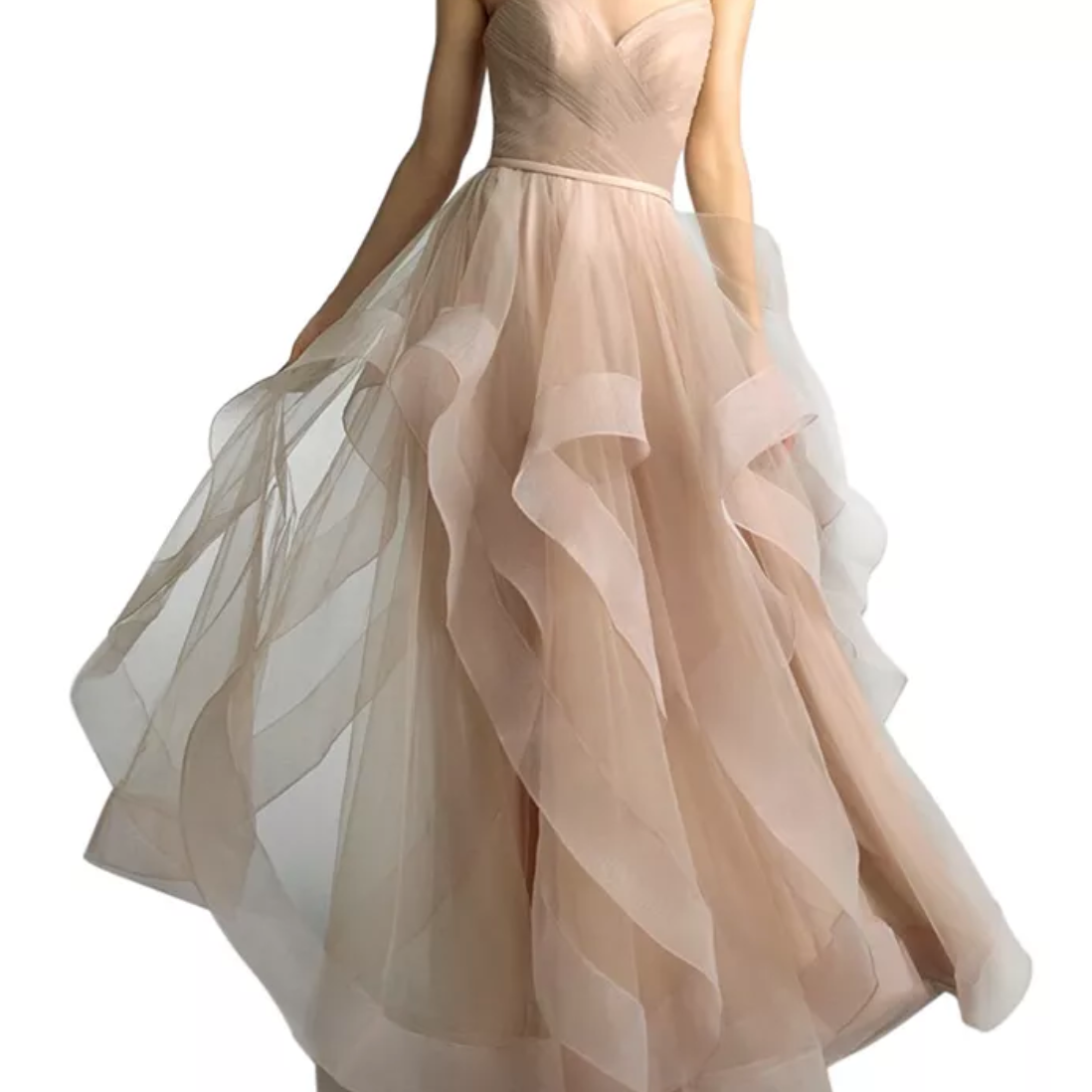 Basix黑色标签无肩带花卉荷叶边礼服