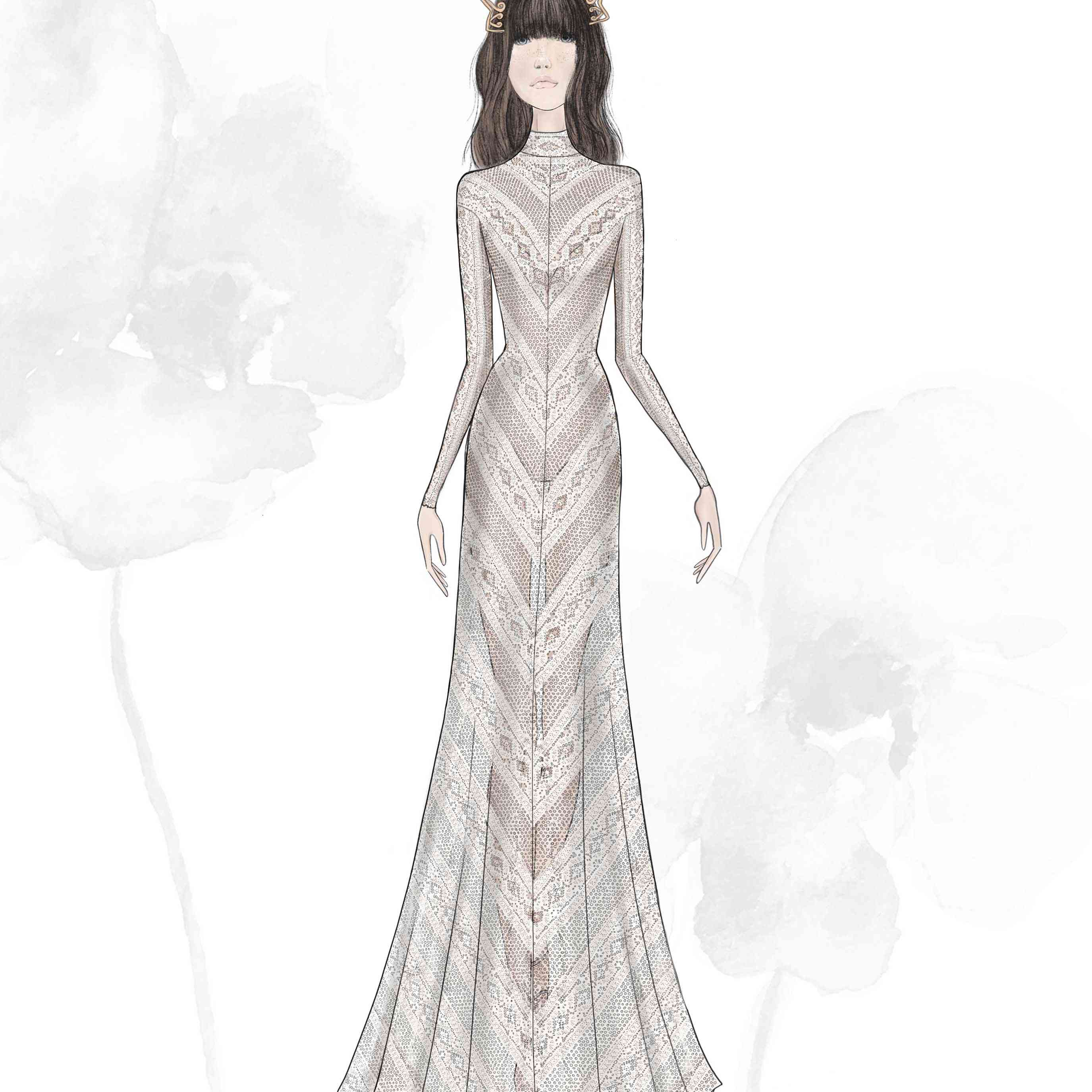 Willowby由沃特斯婚纱时装周下降2020素描