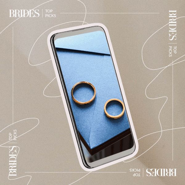 膝上型计算机和巧妙的电话的照片综合与两个婚戒的图象的在它。