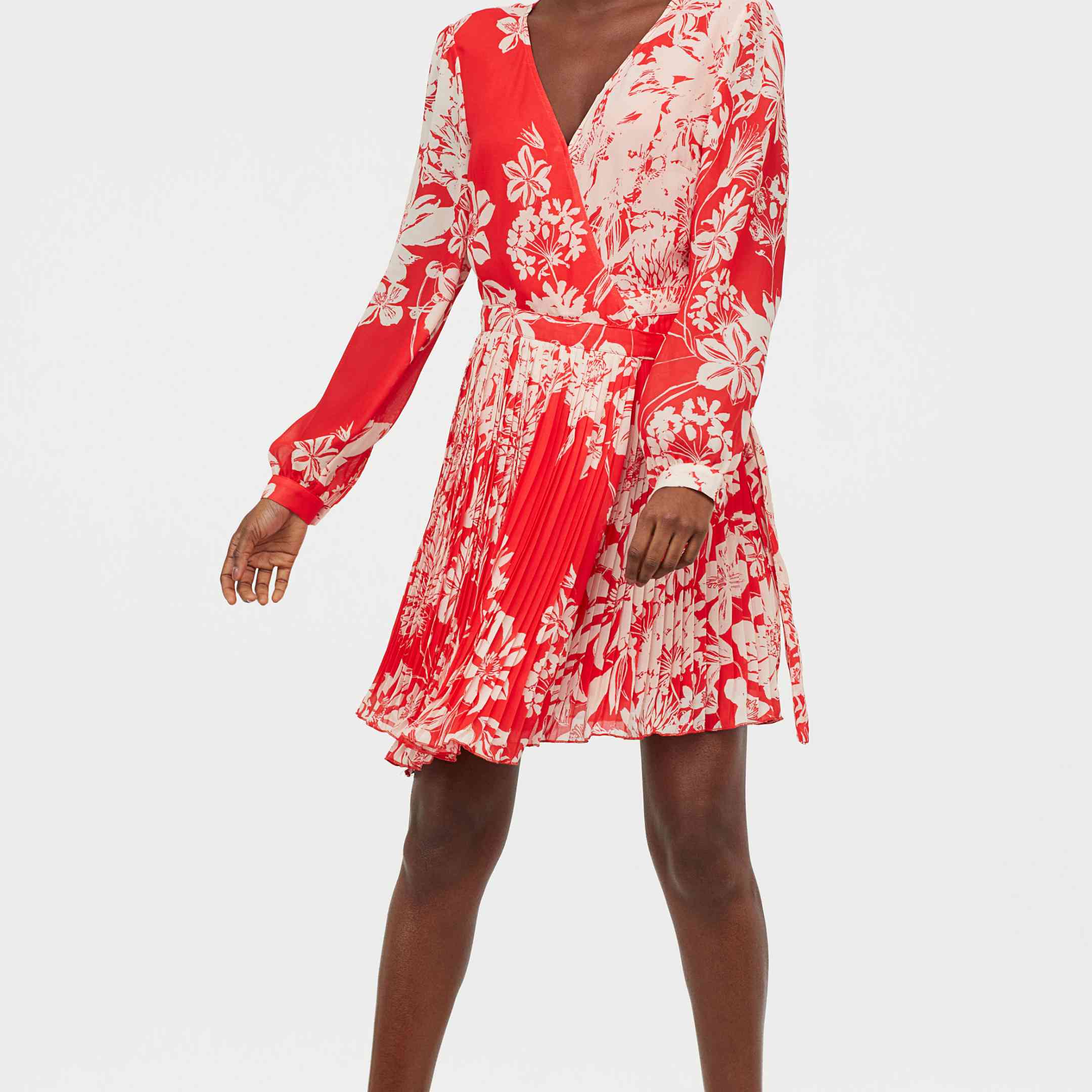 Red patterend wrap dress