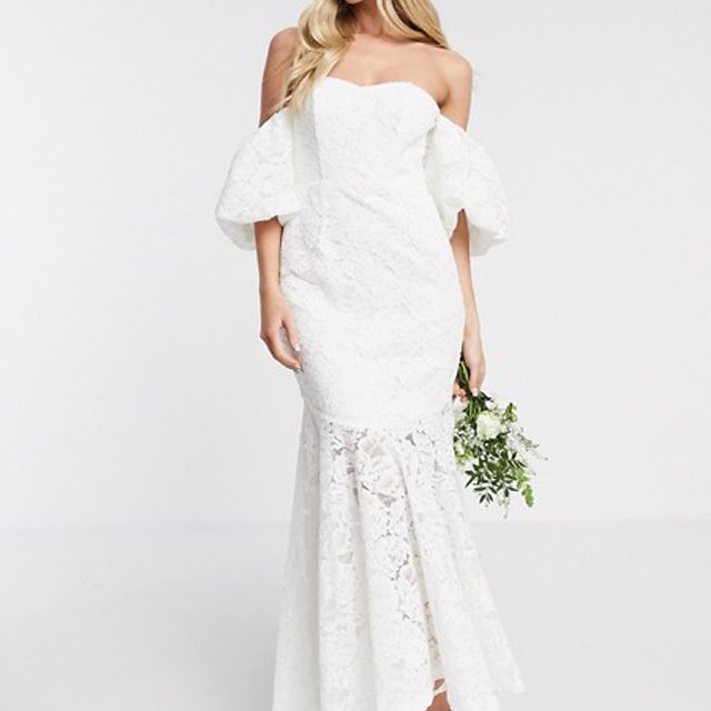 ASOS版切尔西露肩蕾丝婚纱$ 214