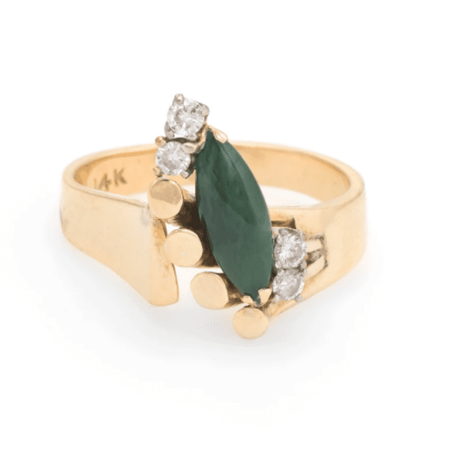 古董玉钻石戒指