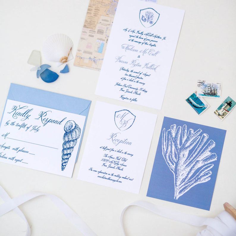 海蓝婚礼请柬套件