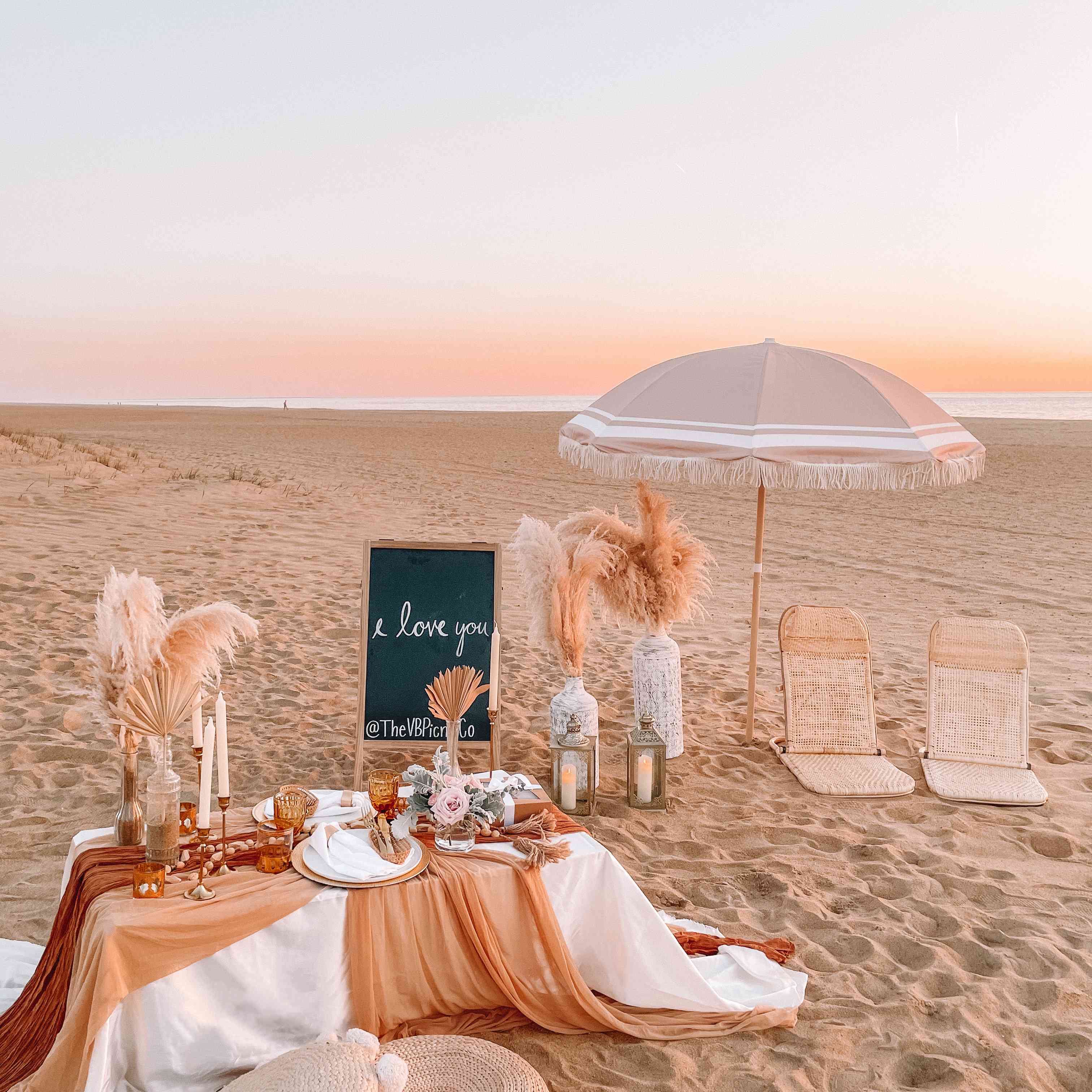 自定义boho-chic弗吉尼亚海滩上野餐