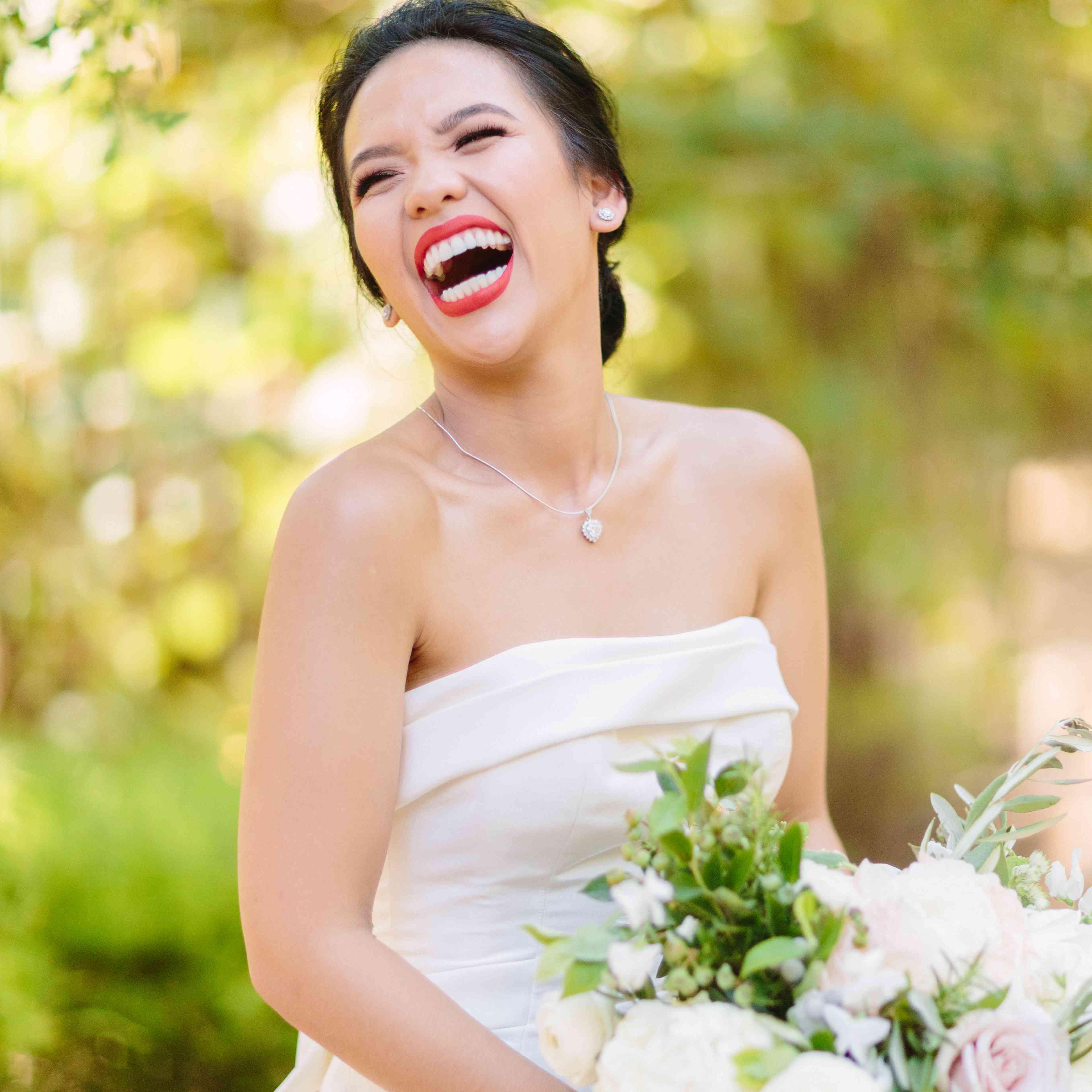 新娘独奏射击与花束