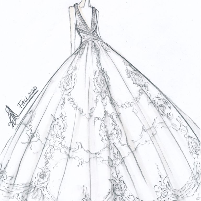 Rivini丽塔Vinieris婚纱时装周下降2020素描