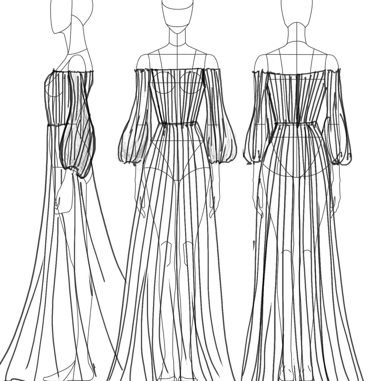 苏菲等瞧新娘时装周下降2020素描