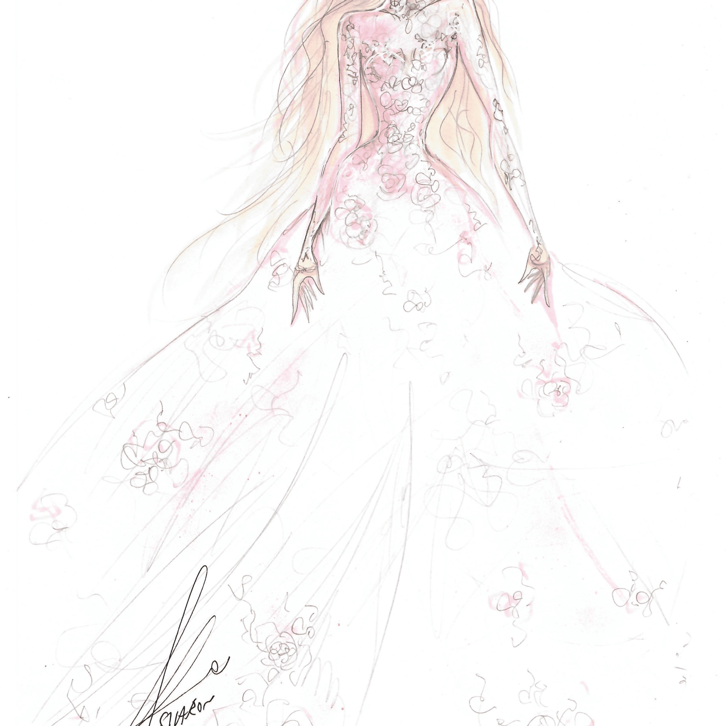 加利亚Lahav新娘时装周下降2020素描