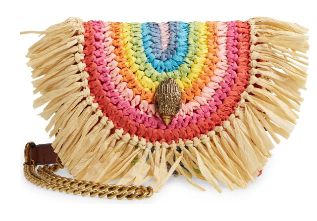 Kurt Geiger London Mini Kensington Rainbow Raffia单肩包