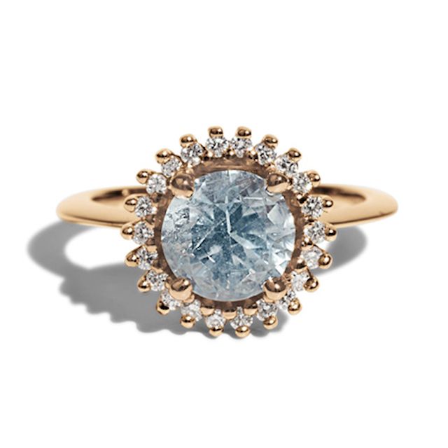 巴里奥尼尔Stellium海蓝宝石与钻石戒指光环