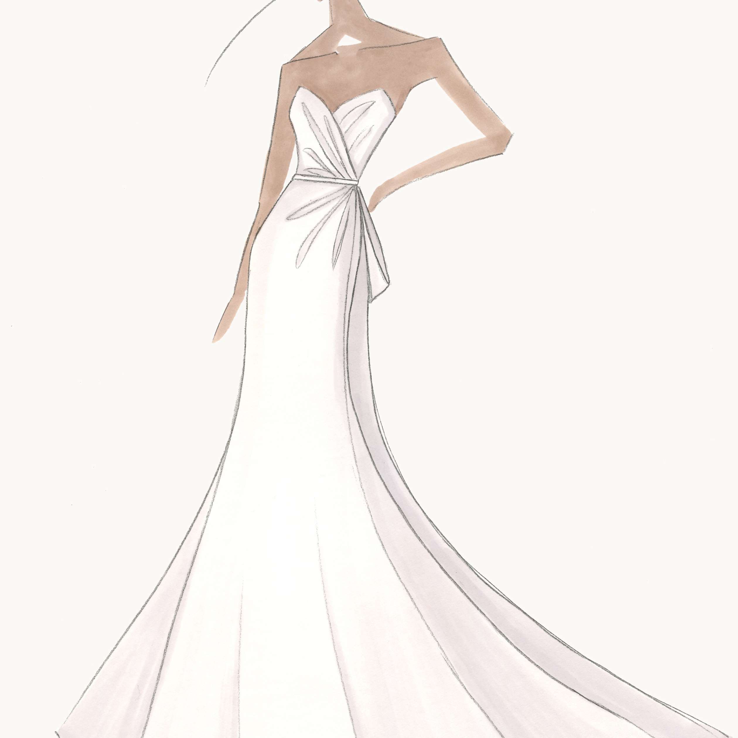 Amsale婚纱时装周下降2020素描